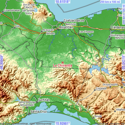 Topographic map of La Chinantla