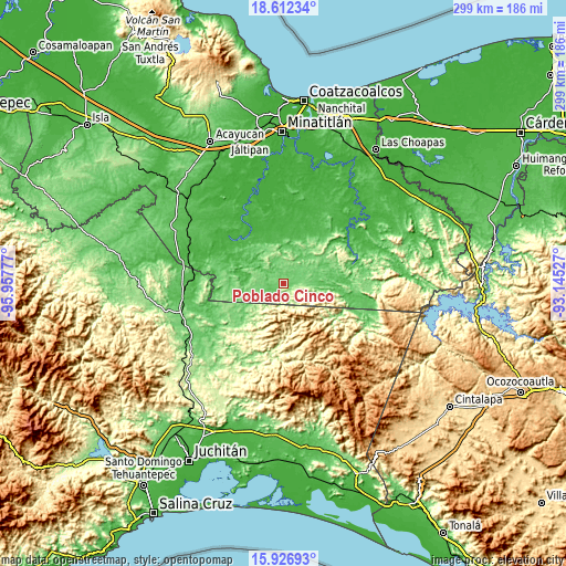 Topographic map of Poblado Cinco