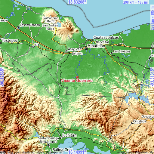 Topographic map of Vicente Guerrero