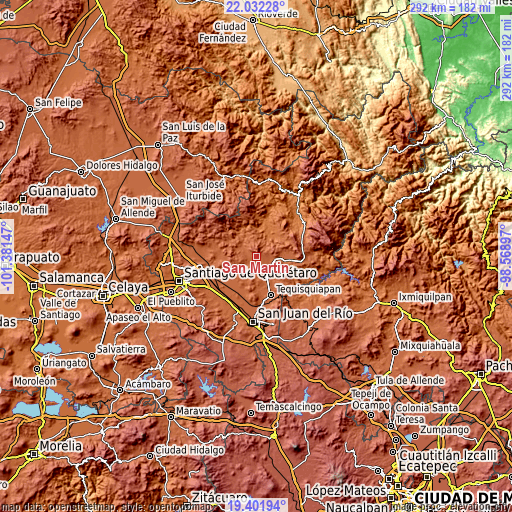 Topographic map of San Martín