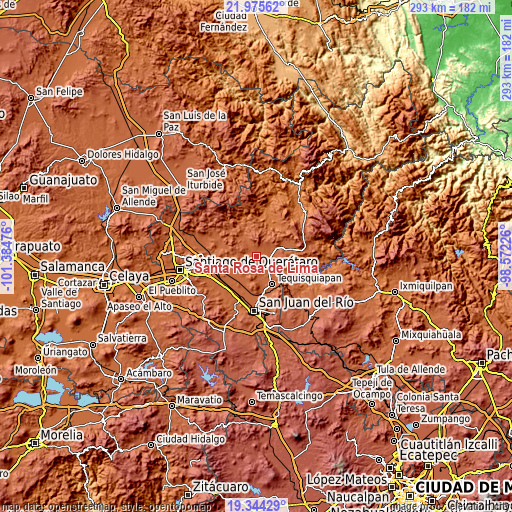 Topographic map of Santa Rosa de Lima