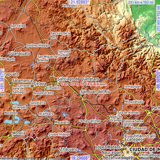 Topographic map of San José de la Laja