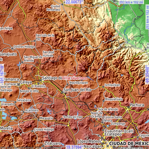 Topographic map of Villa Guerrero