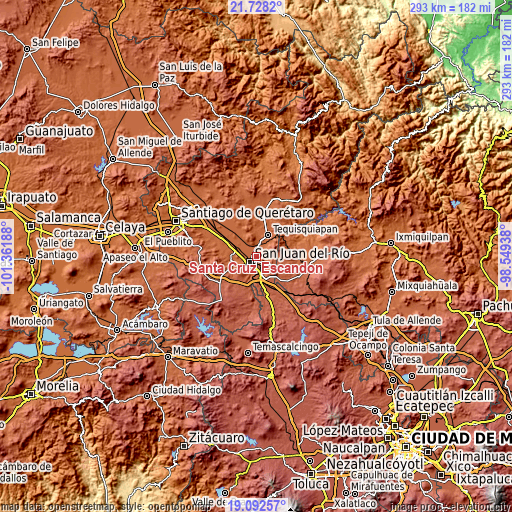 Topographic map of Santa Cruz Escandón
