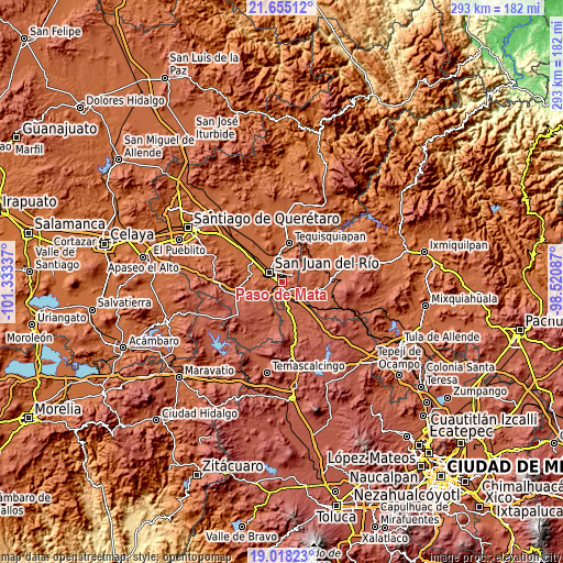 Topographic map of Paso de Mata