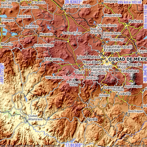 Topographic map of Ojo de Agua