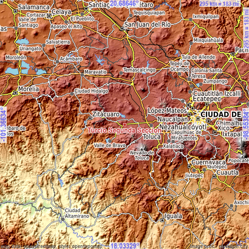 Topographic map of Turcio Segunda Sección