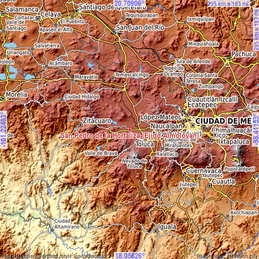 Topographic map of San Pedro de la Hortaliza (Ejido Almoloyán)