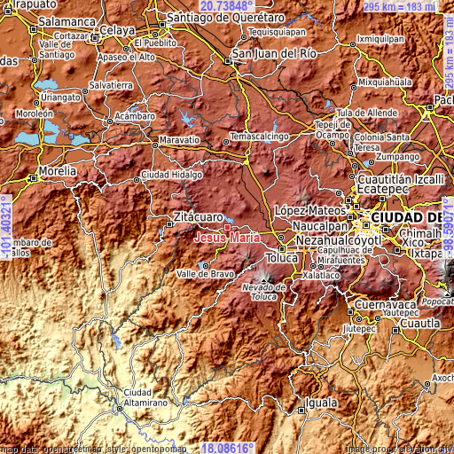 Topographic map of Jesús María