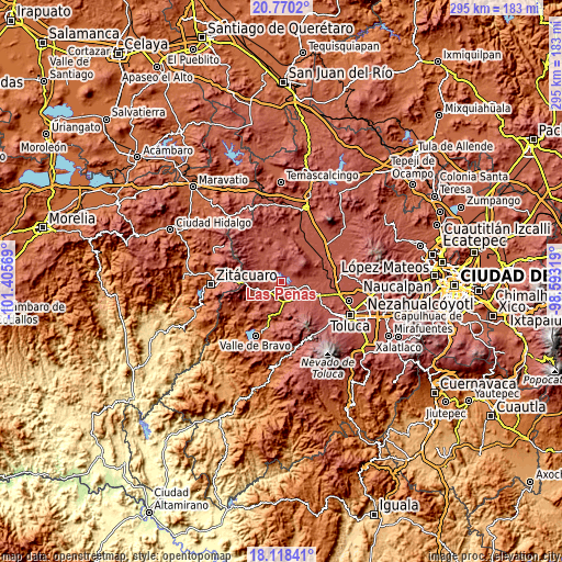 Topographic map of Las Peñas