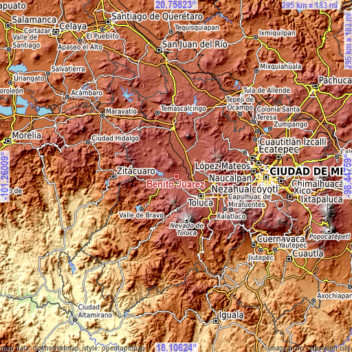 Topographic map of Benito Juárez