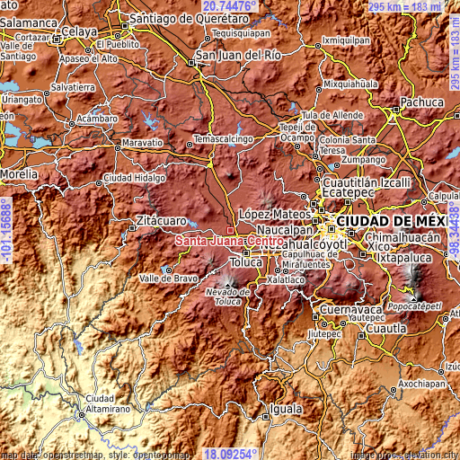 Topographic map of Santa Juana Centro