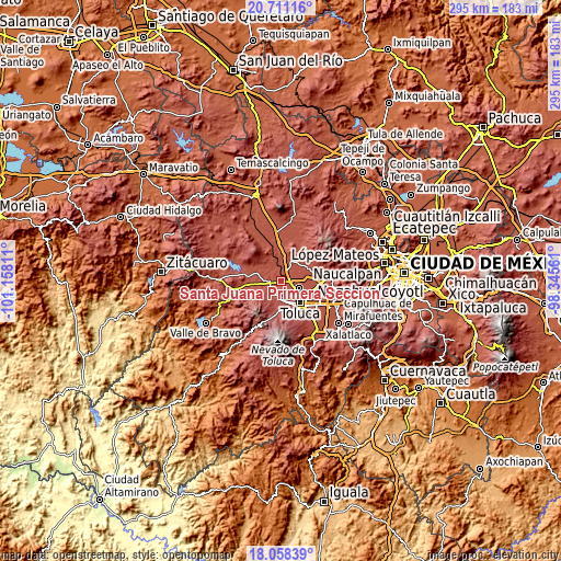 Topographic map of Santa Juana Primera Sección