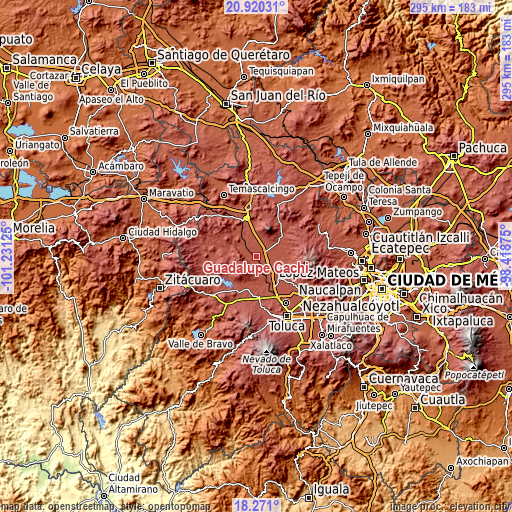 Topographic map of Guadalupe Cachi