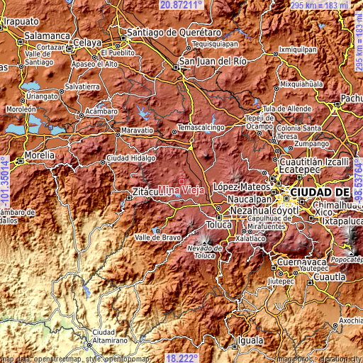 Topographic map of Mina Vieja