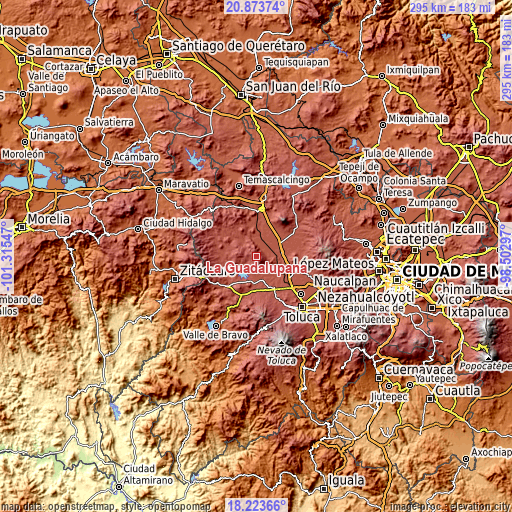 Topographic map of La Guadalupana