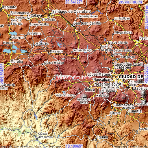 Topographic map of Barrio de San Isidro