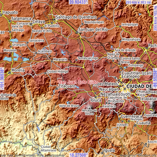 Topographic map of San Juan Cote Ejido