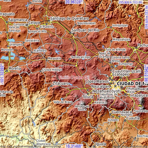 Topographic map of Emilio Portes Gil