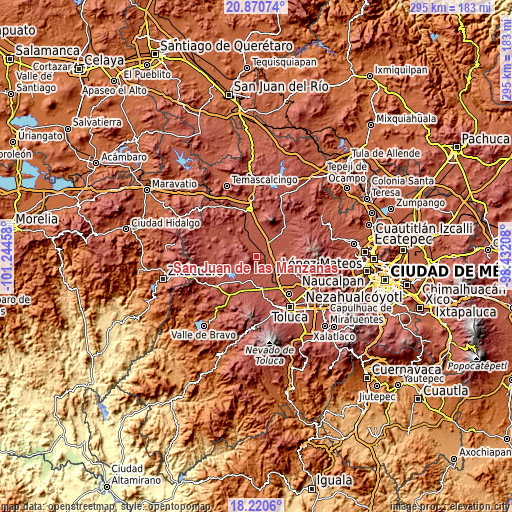 Topographic map of San Juan de las Manzanas