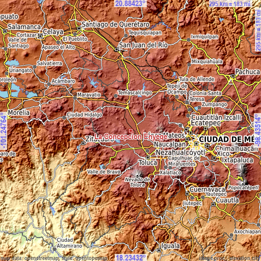 Topographic map of La Concepción Enyege