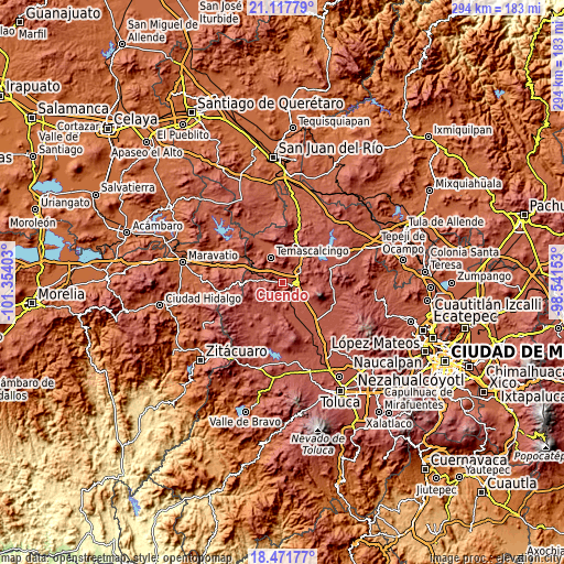 Topographic map of Cuendo