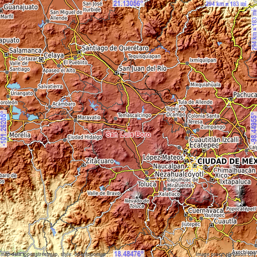 Topographic map of San Luis Boro