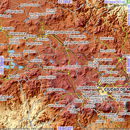 Topographic map of Doxtejé Centro