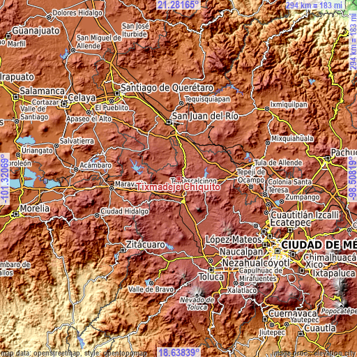 Topographic map of Tixmadeje Chiquito