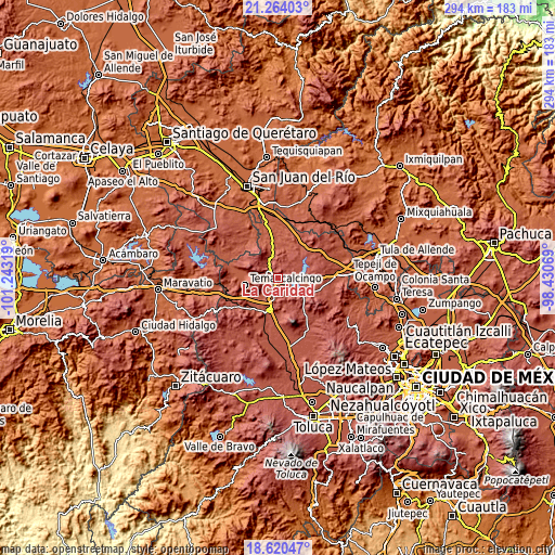 Topographic map of La Caridad