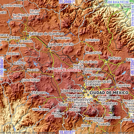 Topographic map of Agua Escondida