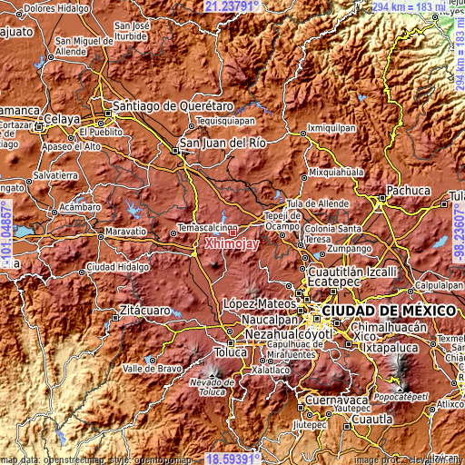 Topographic map of Xhimojay