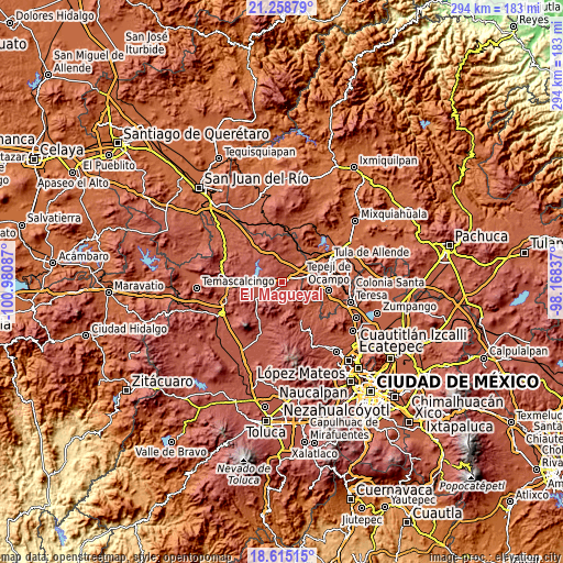 Topographic map of El Magueyal