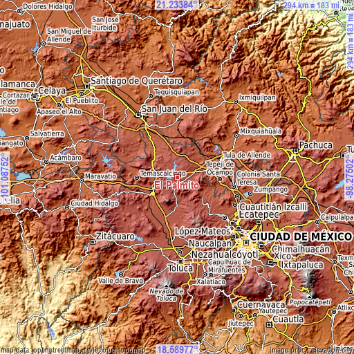 Topographic map of El Palmito