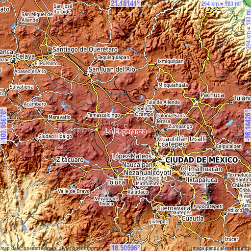 Topographic map of La Esperanza