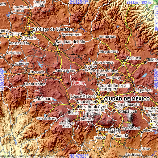 Topographic map of Tenjay