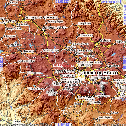 Topographic map of La Esperanza