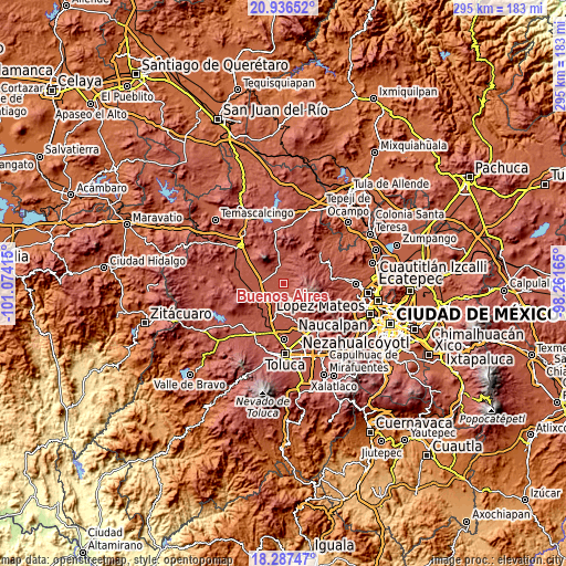 Topographic map of Buenos Aires