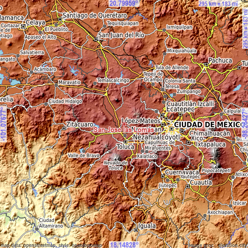 Topographic map of San José las Lomas