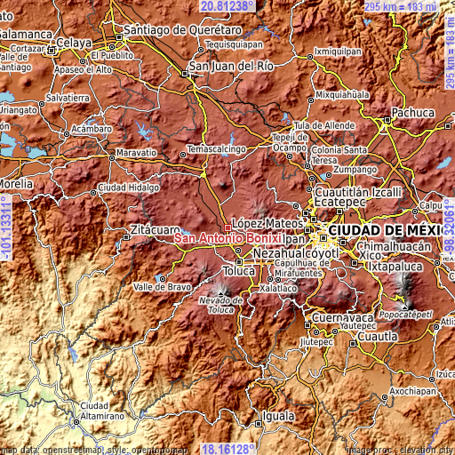 Topographic map of San Antonio Bonixi