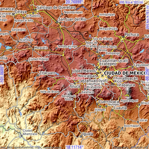 Topographic map of Tlachaloya