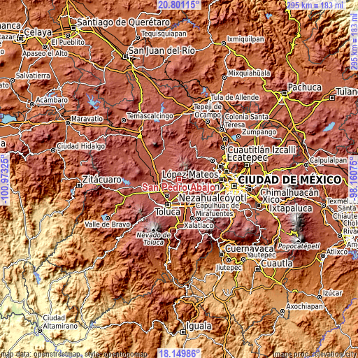 Topographic map of San Pedro Abajo