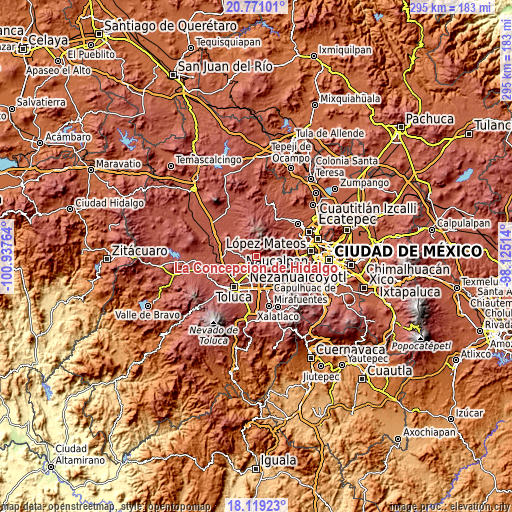 Topographic map of La Concepción de Hidalgo