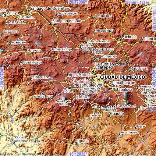 Topographic map of La Huanica