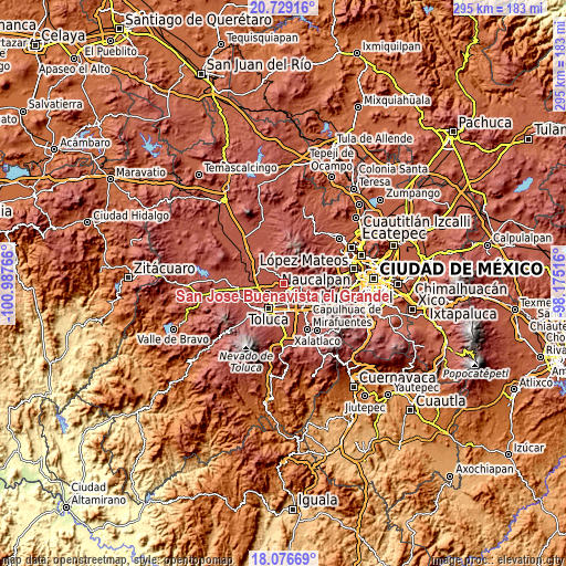 Topographic map of San José Buenavista el Grande