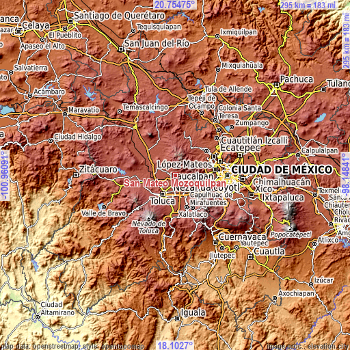 Topographic map of San Mateo Mozoquilpan