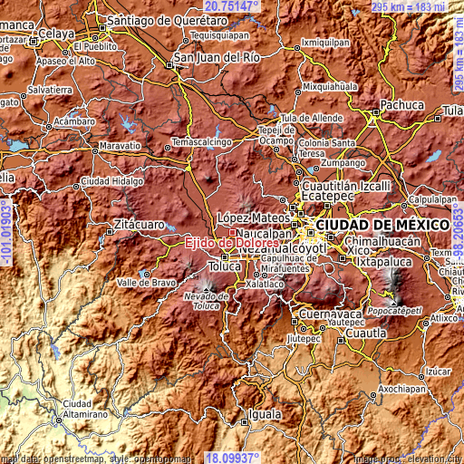 Topographic map of Ejido de Dolores