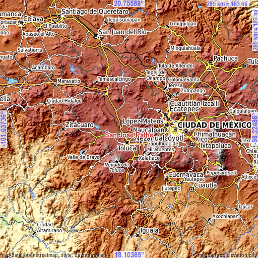 Topographic map of San José Pathé