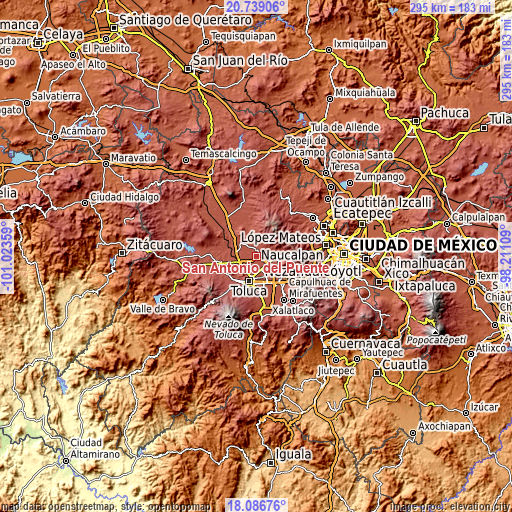 Topographic map of San Antonio del Puente