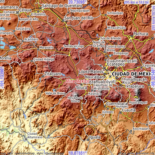 Topographic map of Mina México